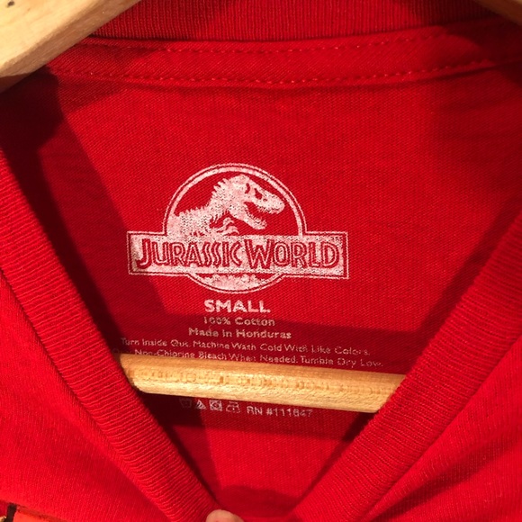 Dinosaur red graphic T- shirt “danger” Size S - Picture 7 of 9